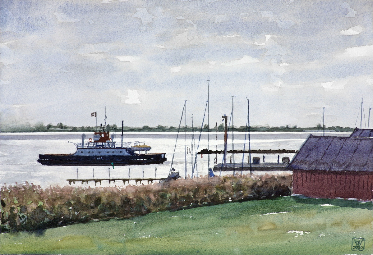Fähre IDA nach Stubbekøbing (Dänemark) - Aquarell  26x38 cm  NFS