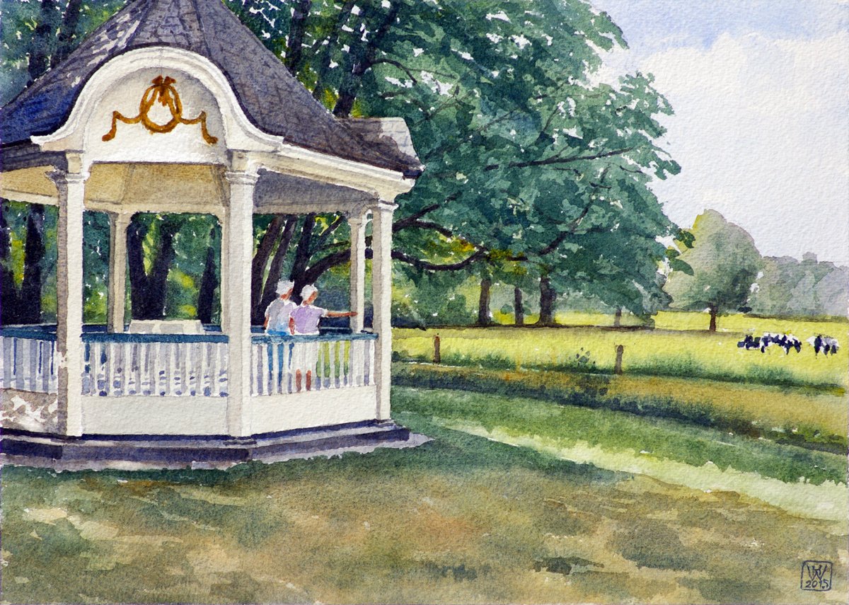 Gerdes Pavillon, Bremer Bürgerpark - Aquarell 27,5x38,5 cm
