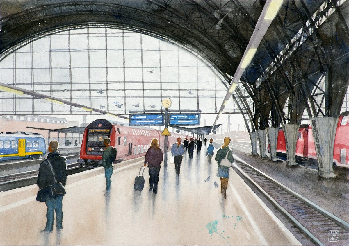 Hauptbahnhof - Aquarell 38x54 cm
