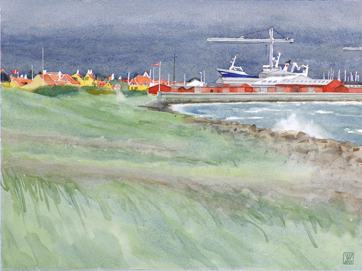 Stürmischer Tag, Skagen (Dänemark) - Aquarell  33x44 cm