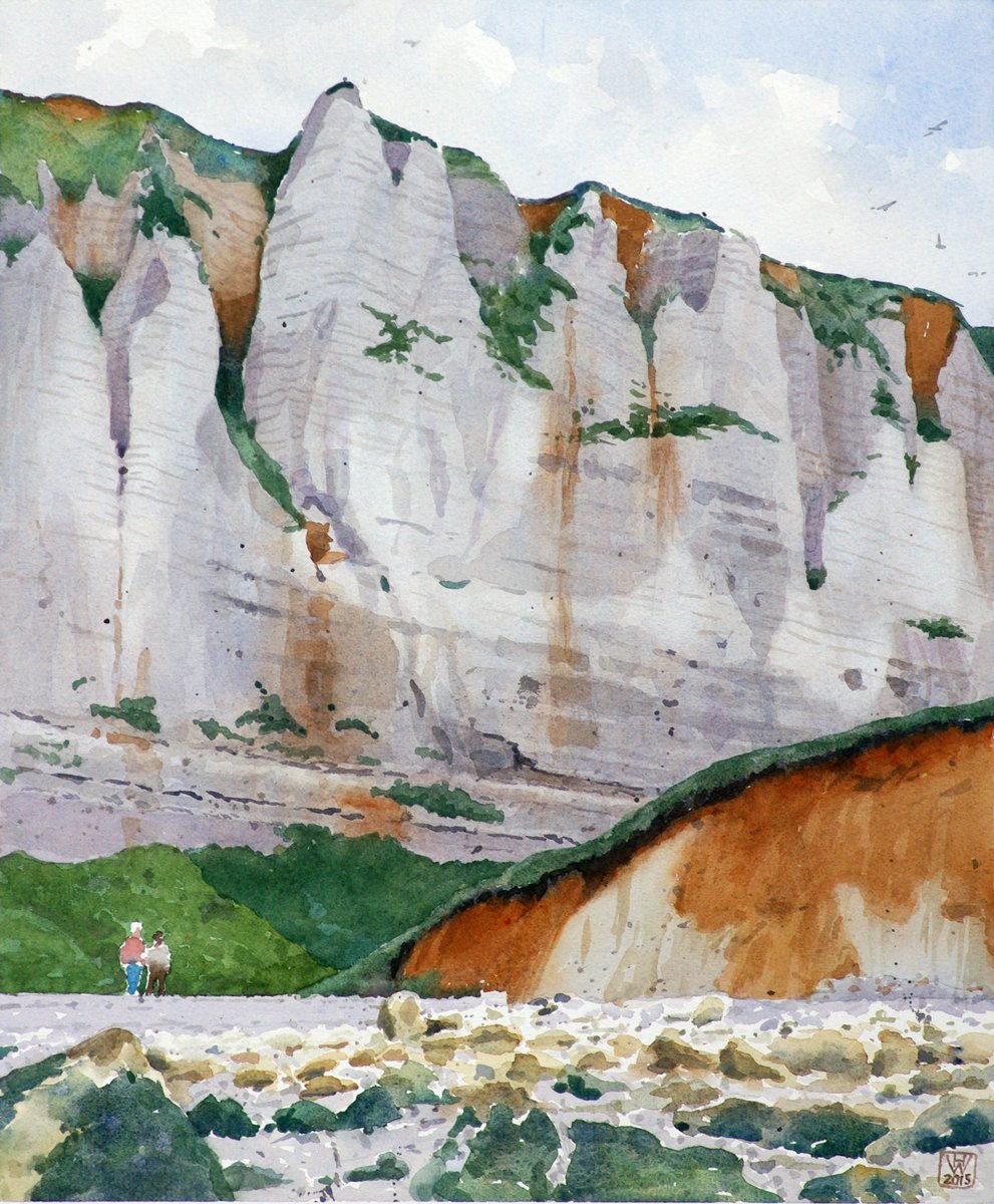Normandie, Küste bei Senneville-sur-Fécamp - Aquarell 44 x 36 cm
