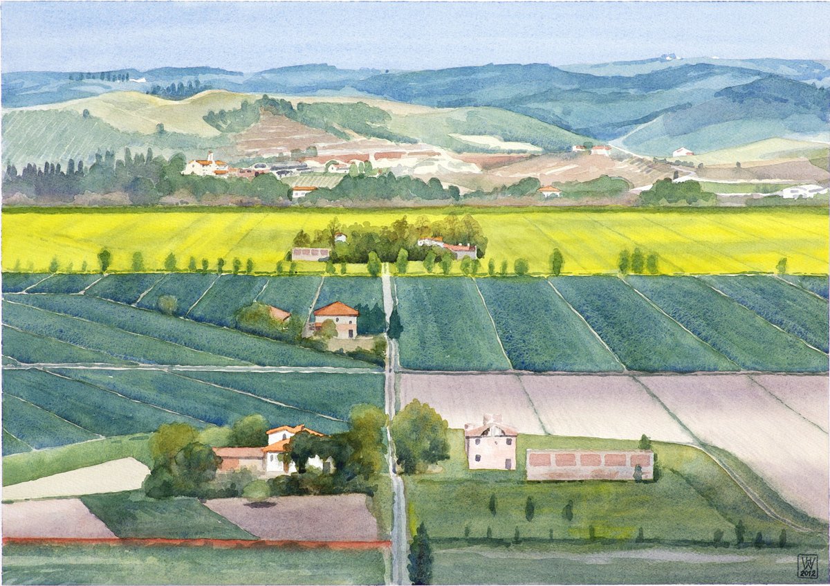 Toskana, Val d'Elsa - Aquarell  44x62 cm