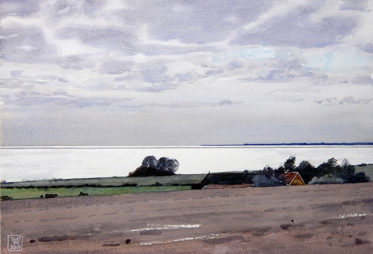 Meerblick bei Kraneled, Insel Møn (Dänemark) - Aquarell  26x38 cm  NFS