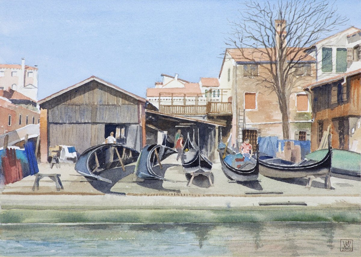 Gondelwerft II, San Trovaso/Venedig - Aquarell  27x38 cm