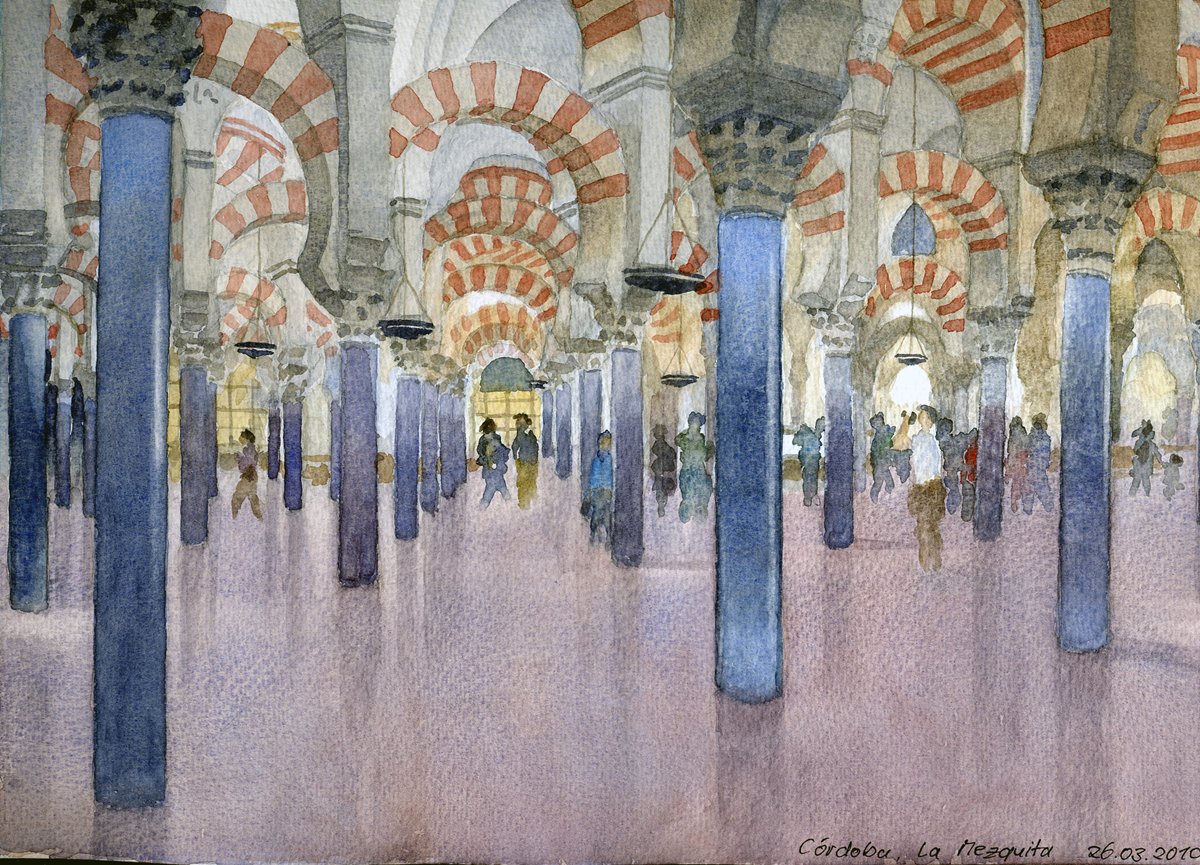 La Mezquita, Cordoba, Andalusien - Aus dem Andalusien-Aquarellbuch  23,5x30,5 cm  NFS