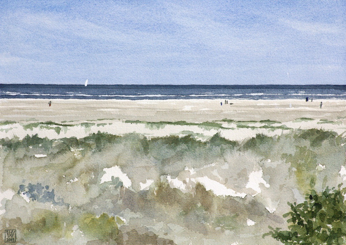Insel Borkum, Norddünen - Aquarell  27x38 cm