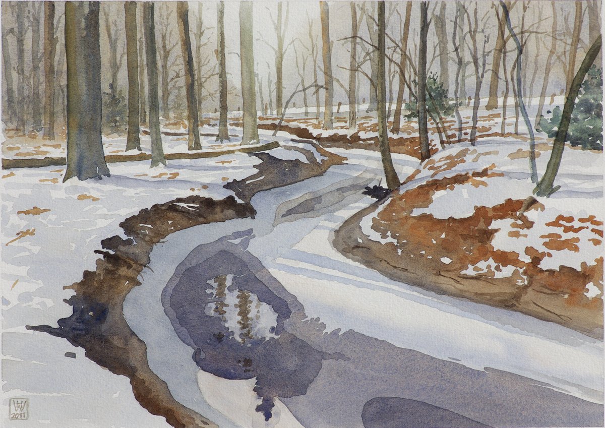Winterbach, Schwanewede-Wölpsche - Aquarell 27x38 cm