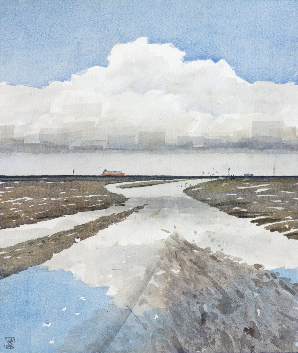 Watt, Cuxhaven-Duhnen - Aquarell  44x37 cm