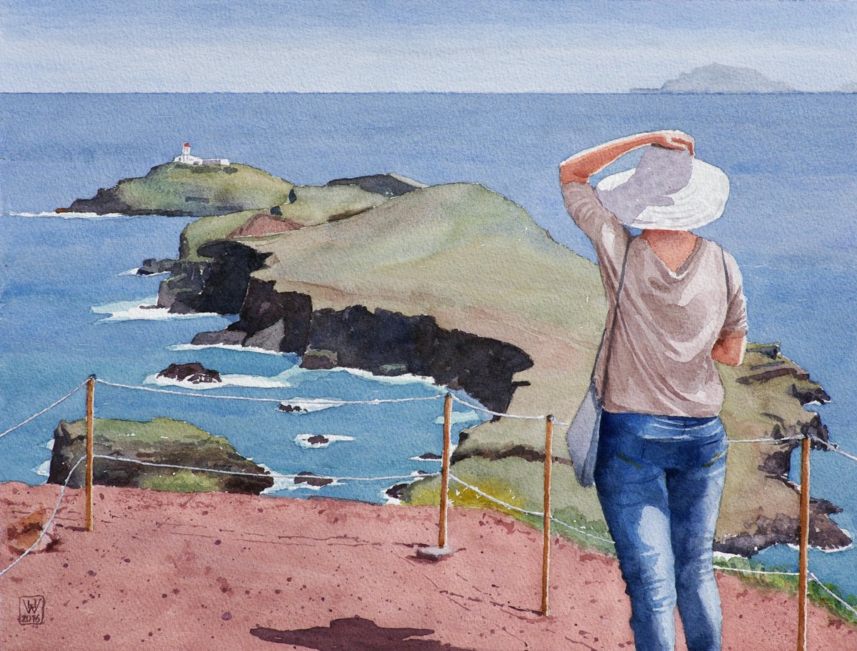 Es ist windig auf Madeira - Aquarell  31,5x41,5 cm