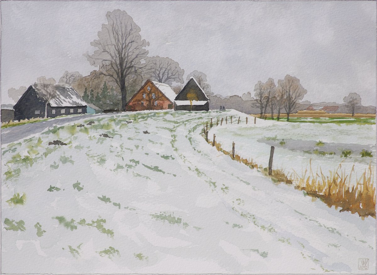 Wummensiede, an der Wümme, Bremen - Aquarell 27,5x37,5cm