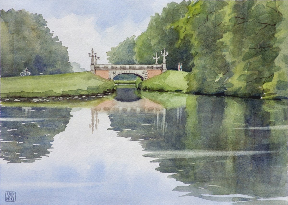 Melchers-Brücke, Bremer Bürgerpark - Aquarell 27x38 cm  NFS