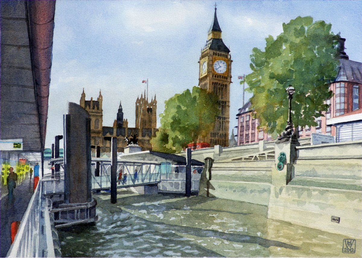 London, Houses of Parliament - Aquarell 27x38 cm  NFS