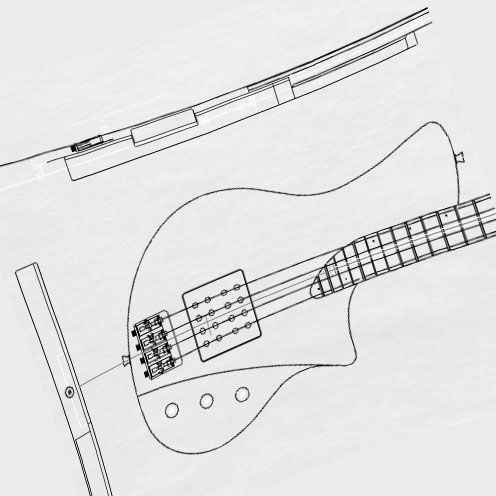 bassguitar design by ulrich - double humbucker bass 4 string drawing