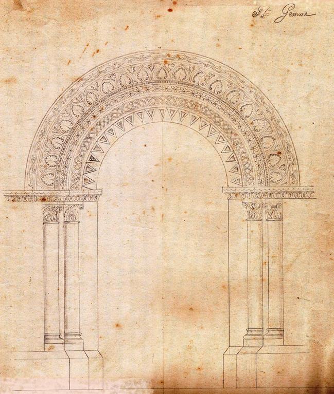 Portail extérieur de l’église, projet de restauration, avant 1869
