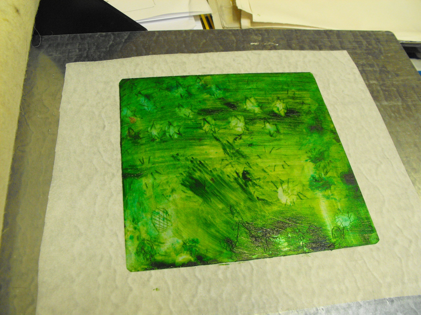 Drypoint etching printmaking workshop sample