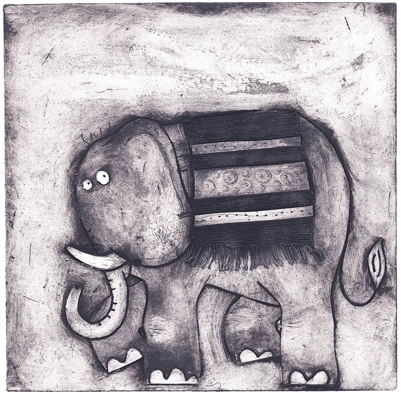 Elephant printmaking collagraph process
