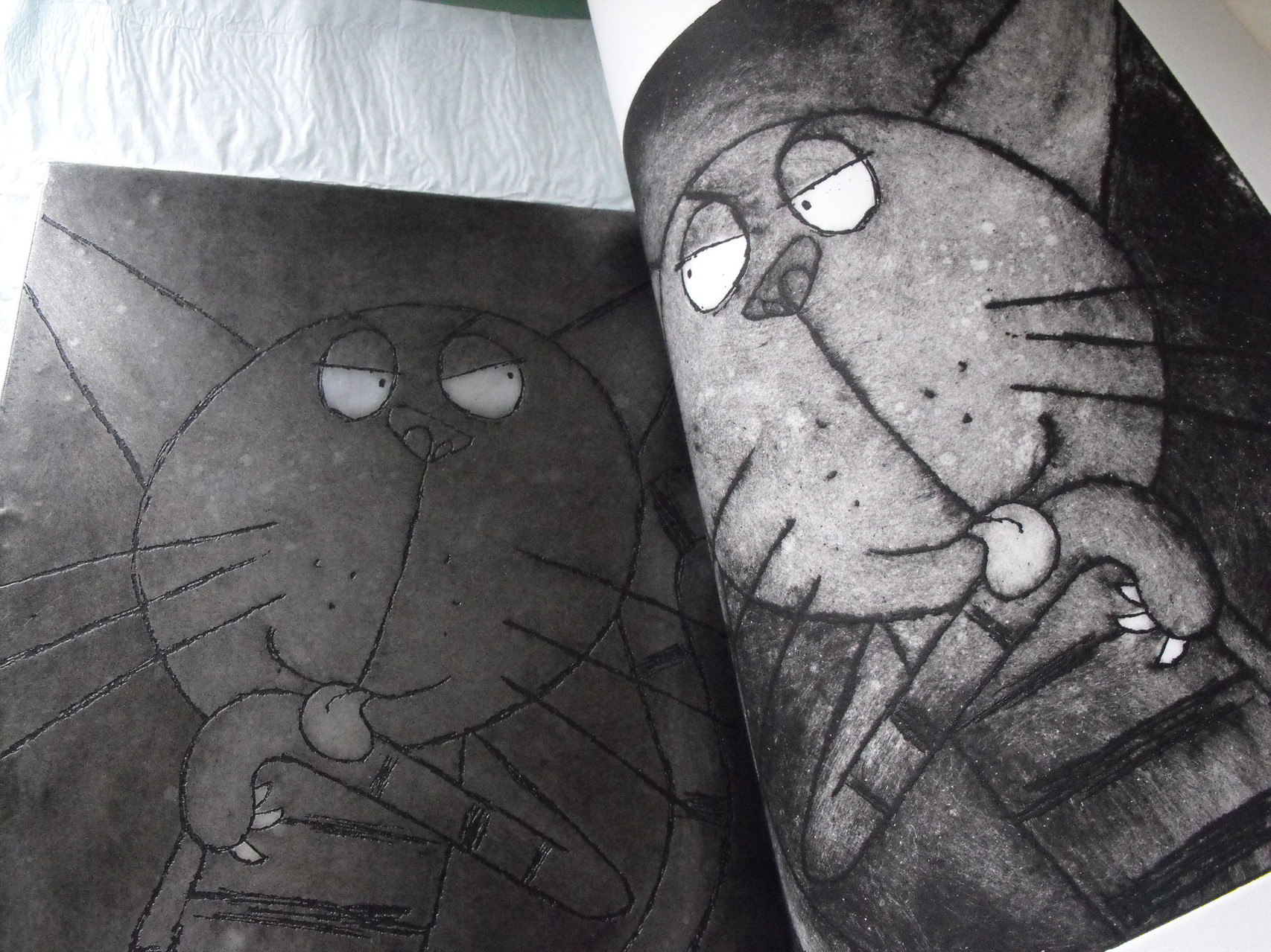 Illustrating acid plate etching printmaking at a workshop