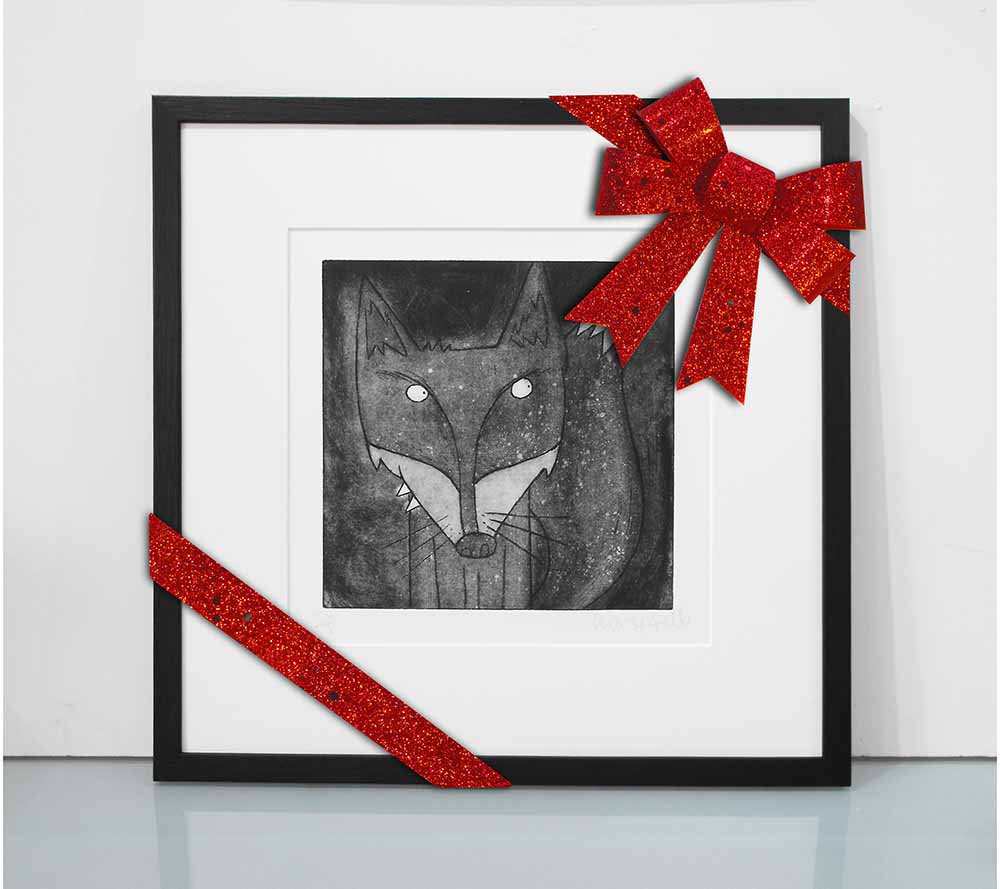 Foxy - Fox acid plate etching print