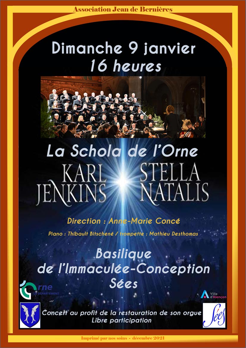 Concert de la schola  de l'Orne au profit de la restauration de l'orgue de la Basilique de l'Immaculée Conception de Sées