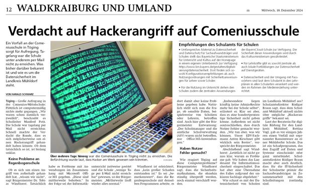 18.12.2024 - Verdacht auf Hackerangriff auf Comeniusschule - ovb