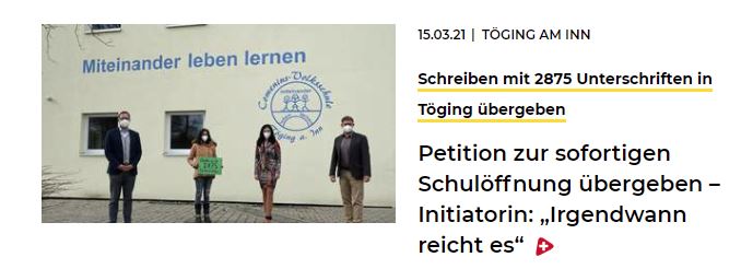 16.03.2021 - Schreiben mit 2875 Unterschriften übergeben - IS 24
