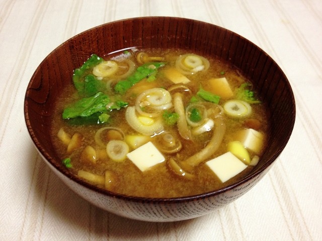 おみおつけマラソン なめこと菜花の味噌汁 料理教室 薬膳 マクロビオティックなど オンライン ナチュラルキッチンラボ