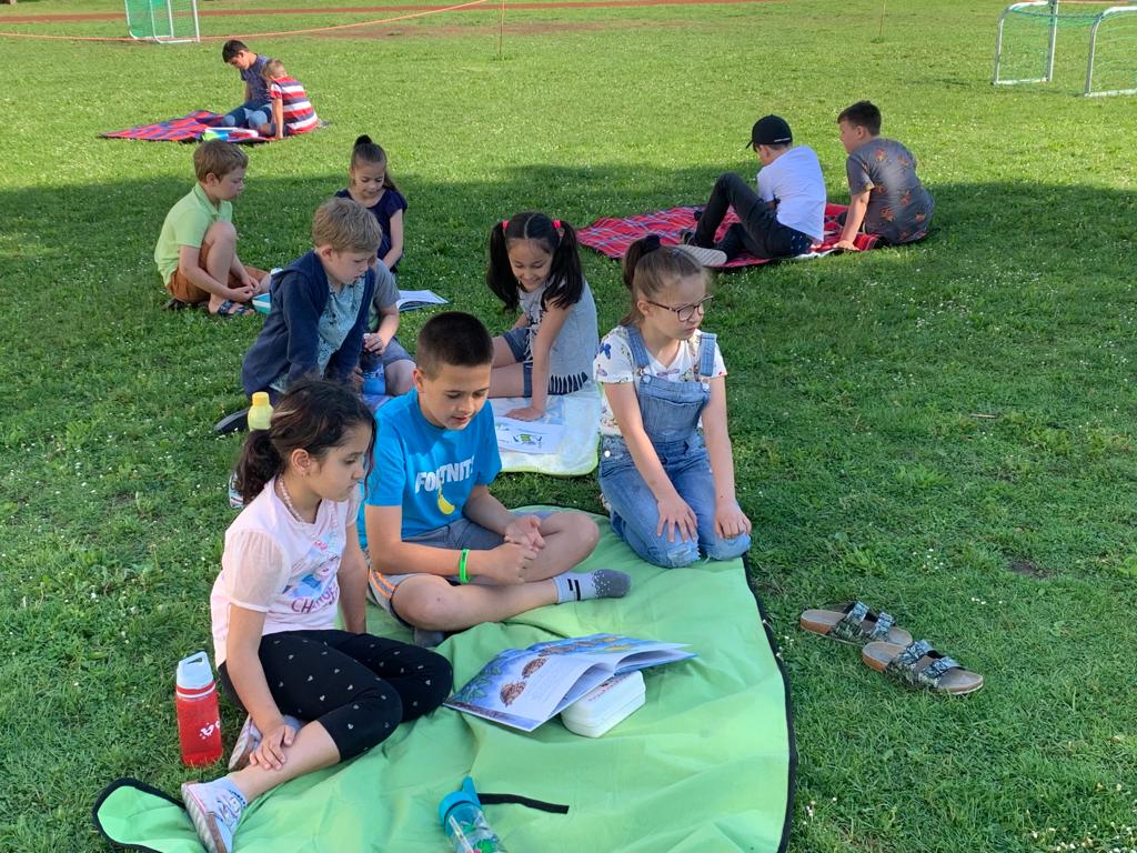 Lesepicknick der 3c und 1a Klasse