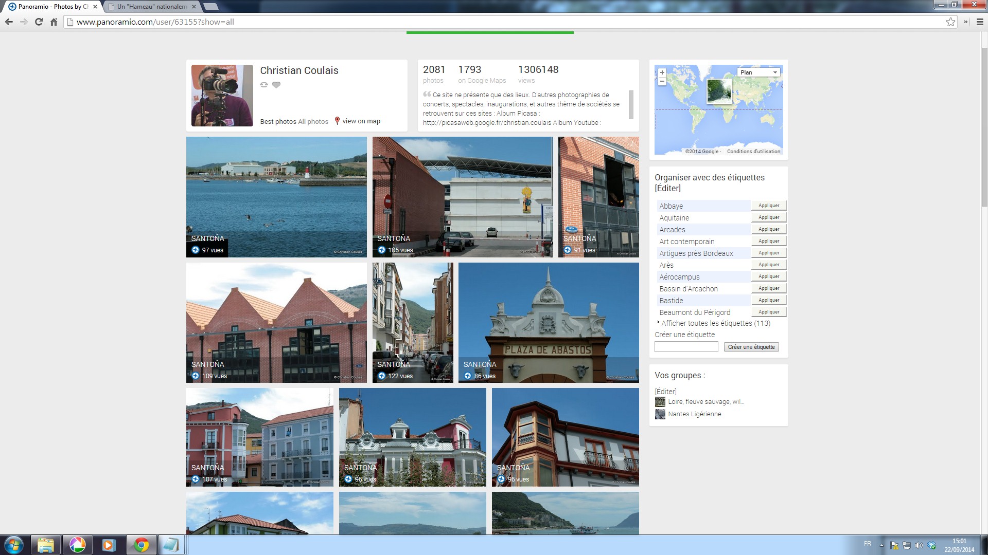Mon site Panoramio, avec 1 306 148 vues, clos en 2015