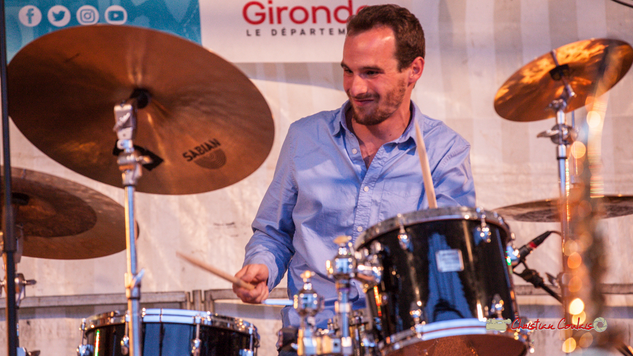 Solo de batterie de Félix Joveniaux; Adrien Brandéis Quintet. Festival JAZZ360 2019, Langoiran. 06/06/2019