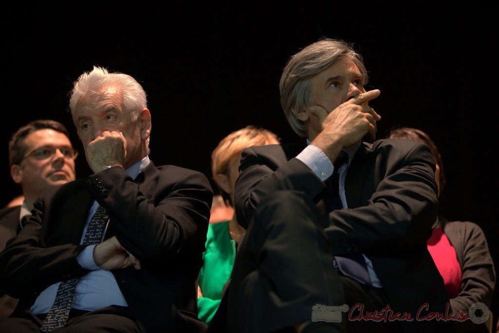 Philippe Madrelle, Stéphane Le Foll. Meeting "Majorité départementale" aux élections départementales de la Gironde, Blasimon, 9 mars 2015