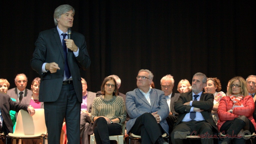 Stéphane le Foll, Ministre de l'Agriculture, de l'Agroalimentaire, et de la Forêt, Porte-parole du gouvernement. Meeting "Majorité départementale" aux élections départementales de la Gironde, Blasimon, 9 mars 2015