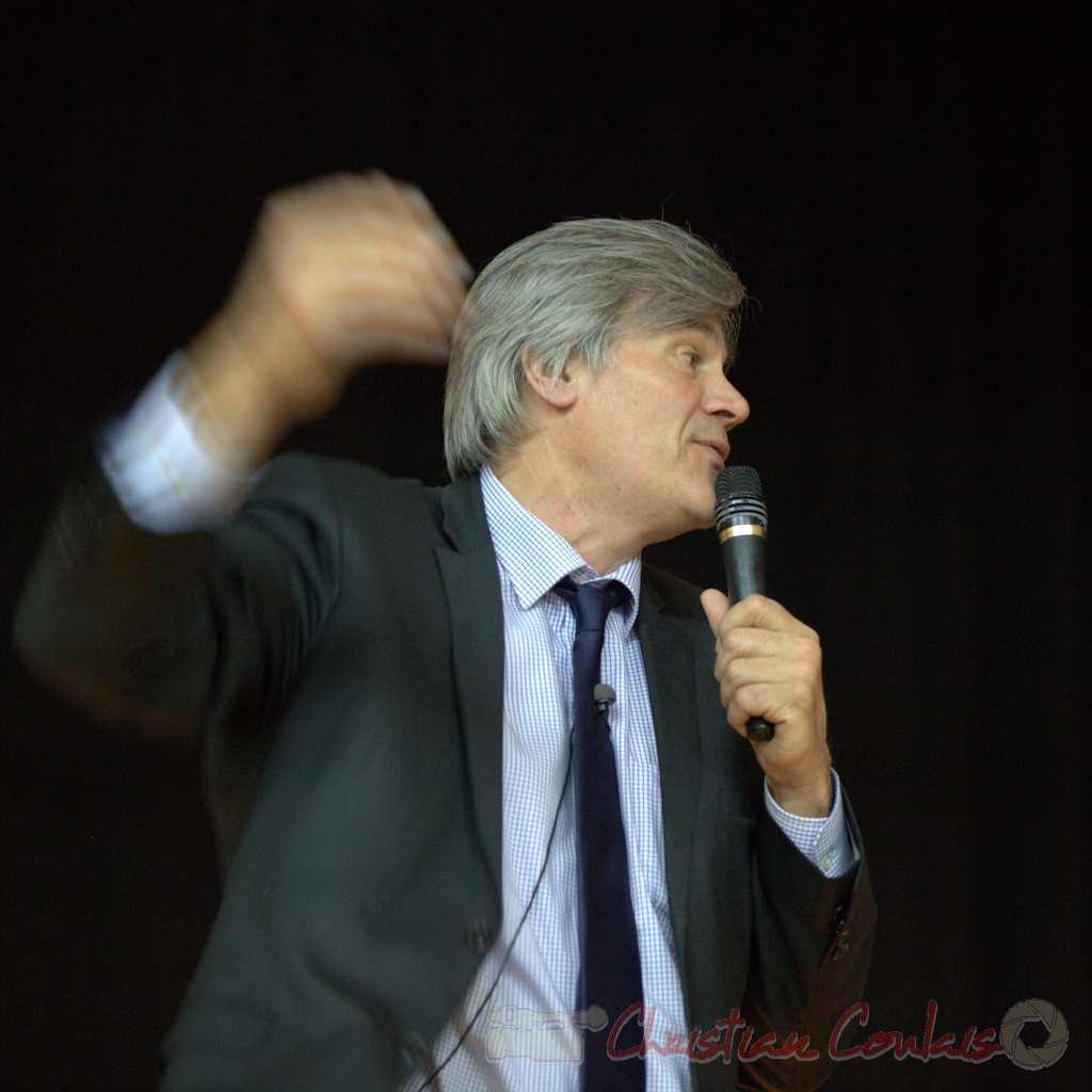 Stéphane le Foll, Ministre de l'Agriculture, de l'Agroalimentaire, et de la Forêt, Porte-parole du gouvernement. Meeting "Majorité départementale" aux élections départementales de la Gironde, Blasimon, 9 mars 2015