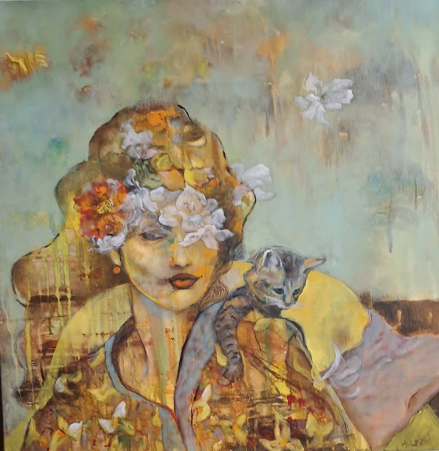 "Estampa" - Acrílico y tintas sobre seda - 80x80 cm