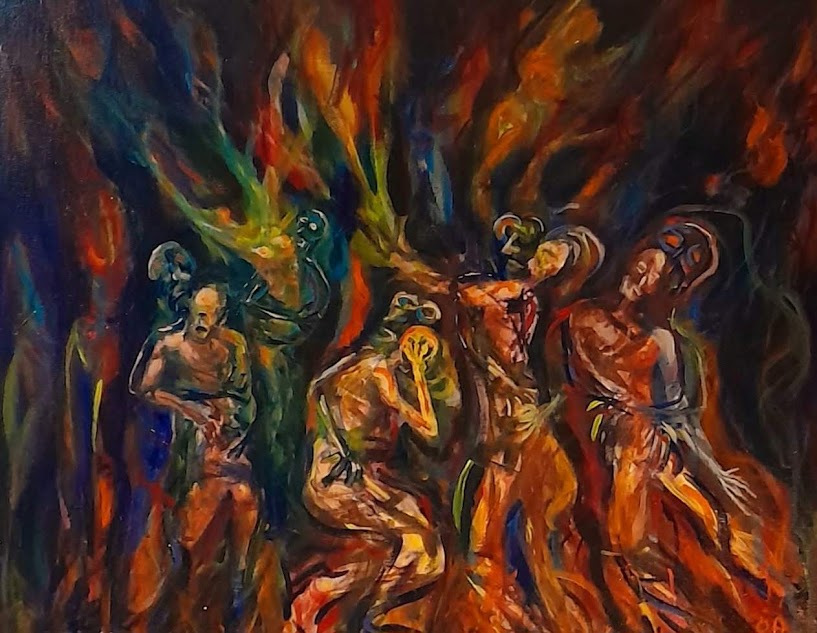 "No Estamos Solos" - Acrílico - 72x62 cm.