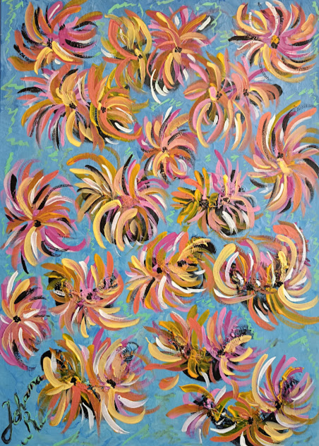 "Pétalos Al Viento" - Técnica mixta - 50x70 cm.