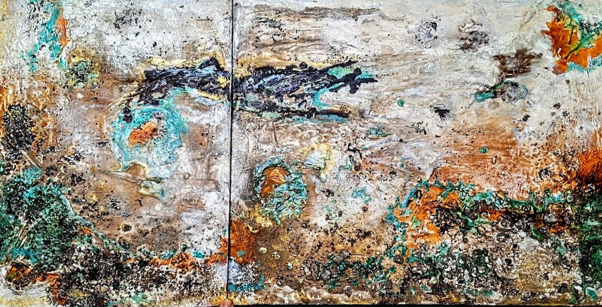 "Estepa Patagónica II" Díptico - Técnica Mixta - medidas totales 70x50 cm.
