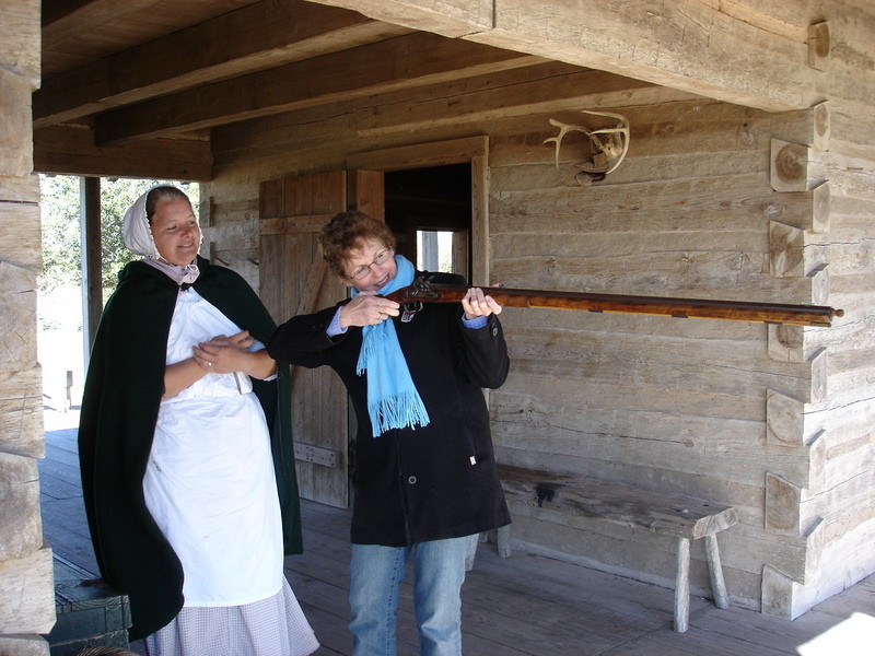 Research is fun - here I am trying out a Kentucky rifle.