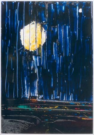  "Grapefruit Moon, One Star Shining"  'from Tom Wait's "Closing Time"  printing ink on aluminium 