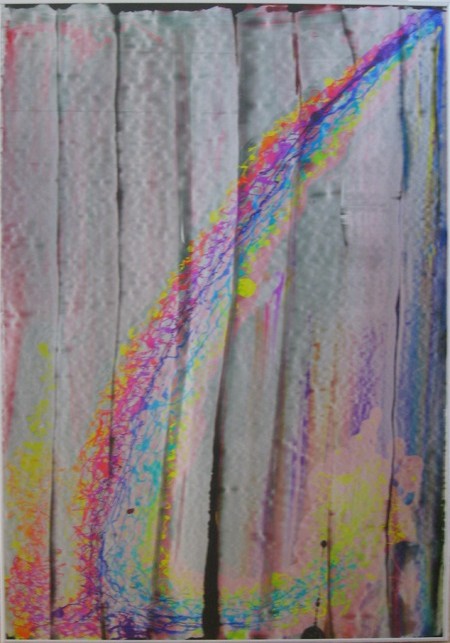 Nr.156  2009  Farbfall  Druckfarbe auf Aluminium  100 x 70 cm