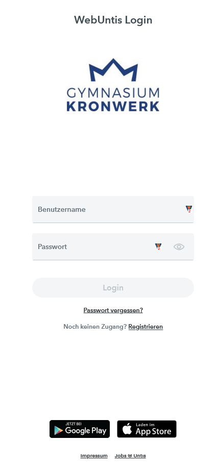 Schulsuche in Webuntis - Passwort vergessen