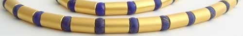 Lapis Tube Necklace, 24k, sterling