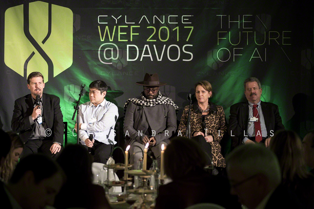 will.i.am staring me down at the Cylance dinner/AI panel discussion at the Schatzalp Hotel in Davos. Jan. '17