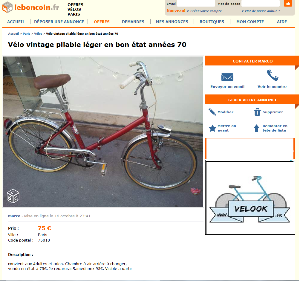 Des vélos d'occasion sur Le Boncoin Velook.fr, devenez expert en