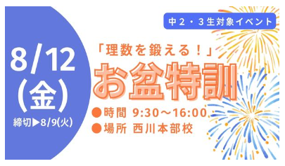 ジーニアス,理数を鍛えるお盆特訓