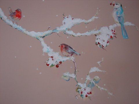 wandschildering vier jaargetijen winter