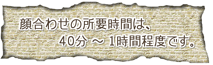 所要時間は40分～1時間くらいです。