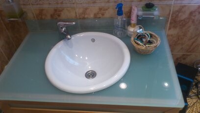 Lavabo con base de vidrio templado Cristaleria Muñoz