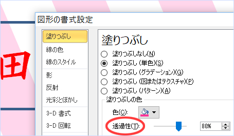 濃淡は透過性で調整