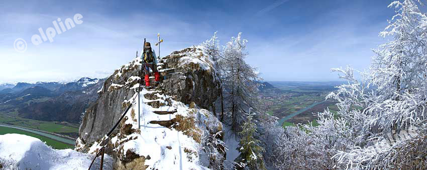 Tirol, unteres Inntal, Blick vom Kranzhorn bei Erl, Nähe Kufstein auf das Inntal und die Bayerischen Voralpen