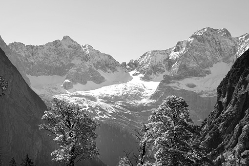 Ahornboden im Karwendel in Schwarzweiss, Tirol